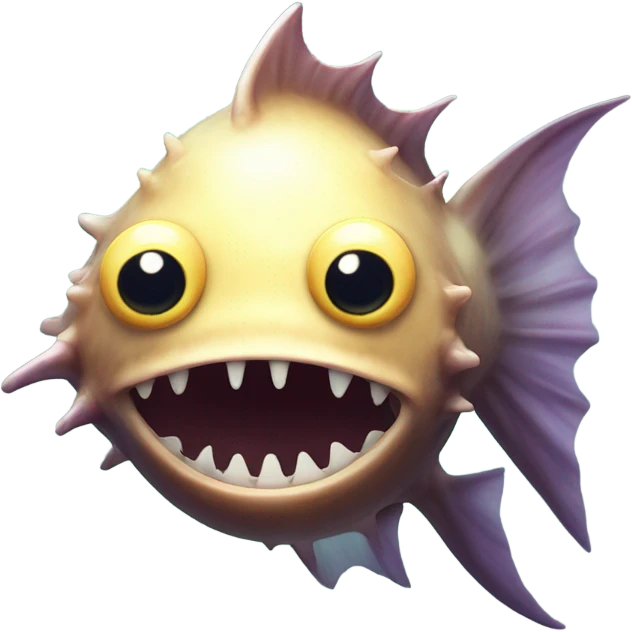 Anglerfish with glowing lure, sharp teeth, and big eyes. emoji