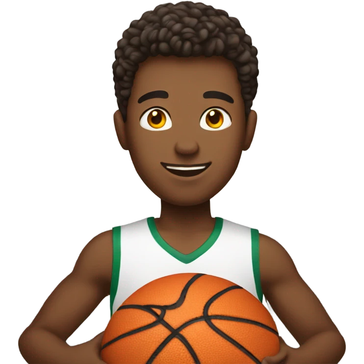 young man holding basketball emoji