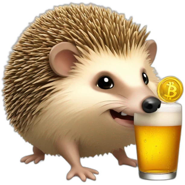 hedgehog drink beer spending bitcoin emoji