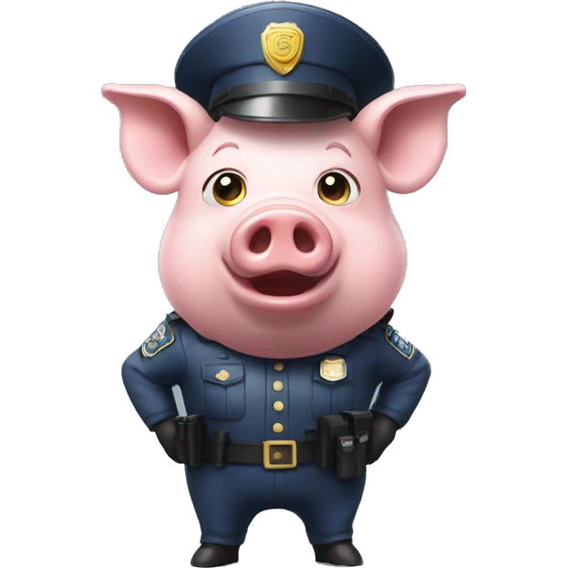 pig in police outfit shocked at jug projectiles emoji