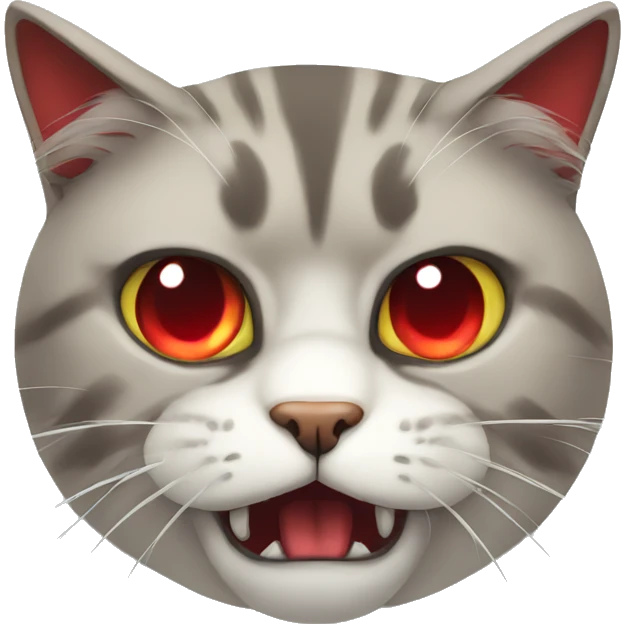A very angry cat with red eyes emoji