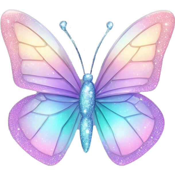 Pastel sparkly glittery iridescent glass crystal butterfly emoji