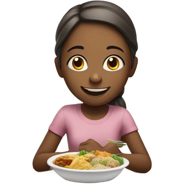 smiling girl enjoying her meal emoji