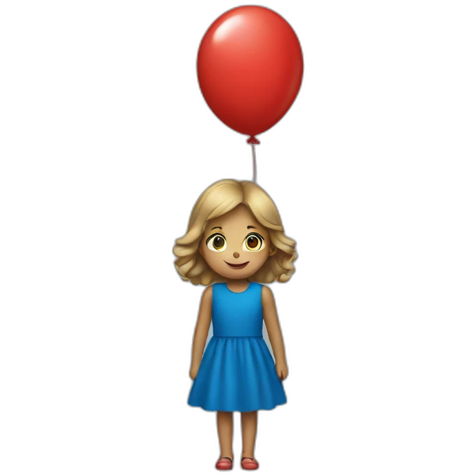 girl holding red balloon in blue dress emoji