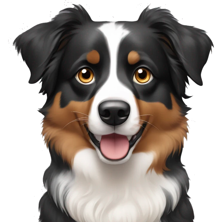 dark tri-color australian shepherd with two different eyes emoji