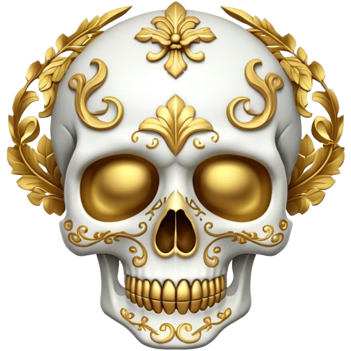 skull in gold and white emoji
