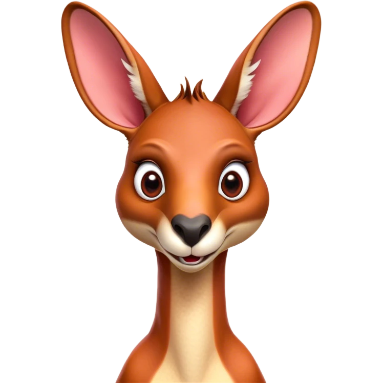 Cinematic Comical Adult Red Kangaroo Portrait Emoji, Head tilted dramatically with an exaggeratedly shocked expression, featuring a robust, dynamic build with a uniquely red kangaroo-shaped head sporting an elongated snout and wide, comically expressive eyes full of playful disbelief, Simplified yet hilariously expressive features, highly detailed, glowing with a slightly sassy outback glow, high shine, dramatic yet playful, stylized with an air of cheeky wild mischief, soft glowing outline, capturing the essence of a meme-worthy kangaroo that looks ready to bound its way into viral fame! emoji