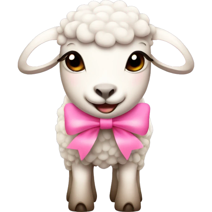 lamb wearing pink bow emoji