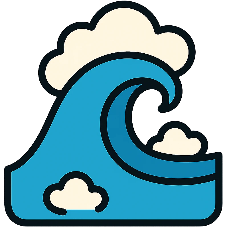 sea wave with foam, vector icon style, clean lines, simple and recognizable, suitable for use as an icon emoji