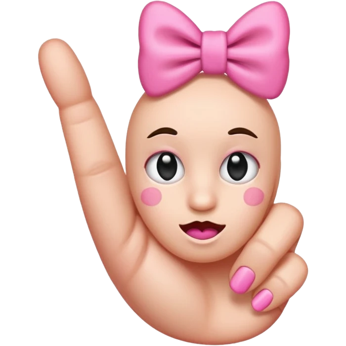 Middle finger emoji with pink bow on it emoji