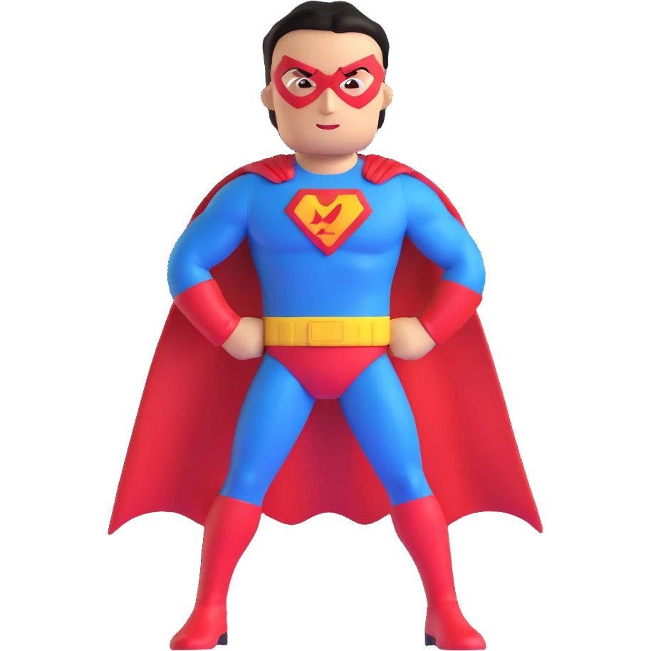 austincredible as a superhero with confident expression emoji