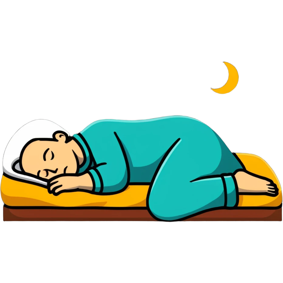 person sleeping well under good lighting, healthy circadian rhythm emoji