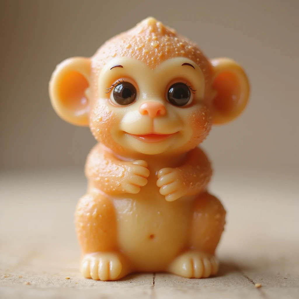 realistic candy shaped like a cute monkey, photorealistic style emoji