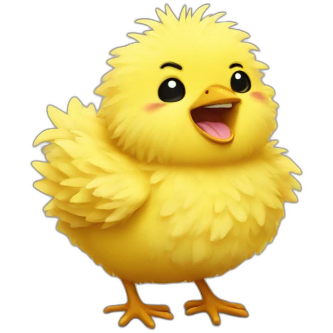yellow fluffy chick laughing hard emoji
