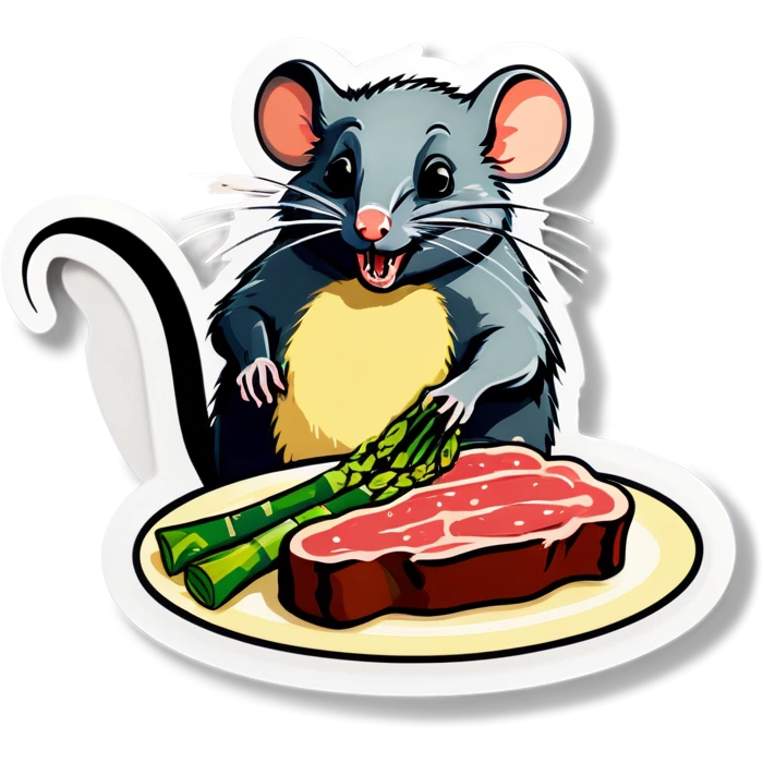 Rat eating steak and asparagus emoji