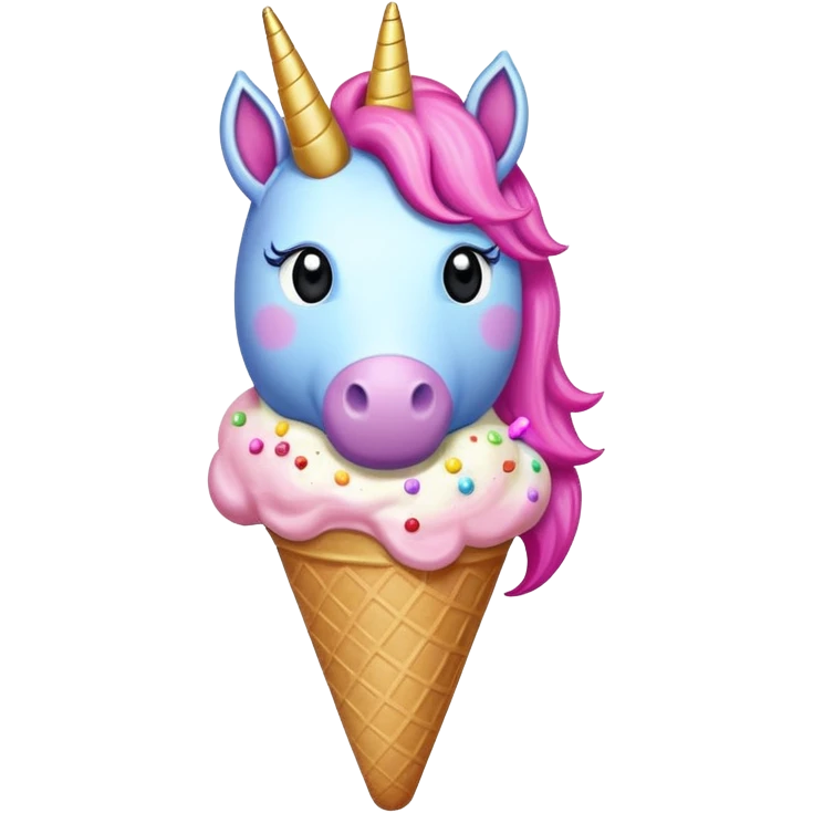 An ice cream with a pink unicorn holing a nuke  emoji
