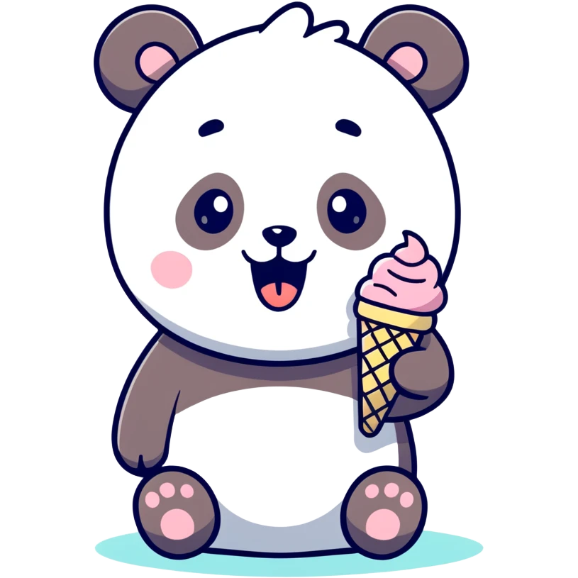 Panda eating ice cream emoji