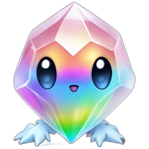 quartz crystal lbgt rainbow pokemon with eyes and legs emoji
