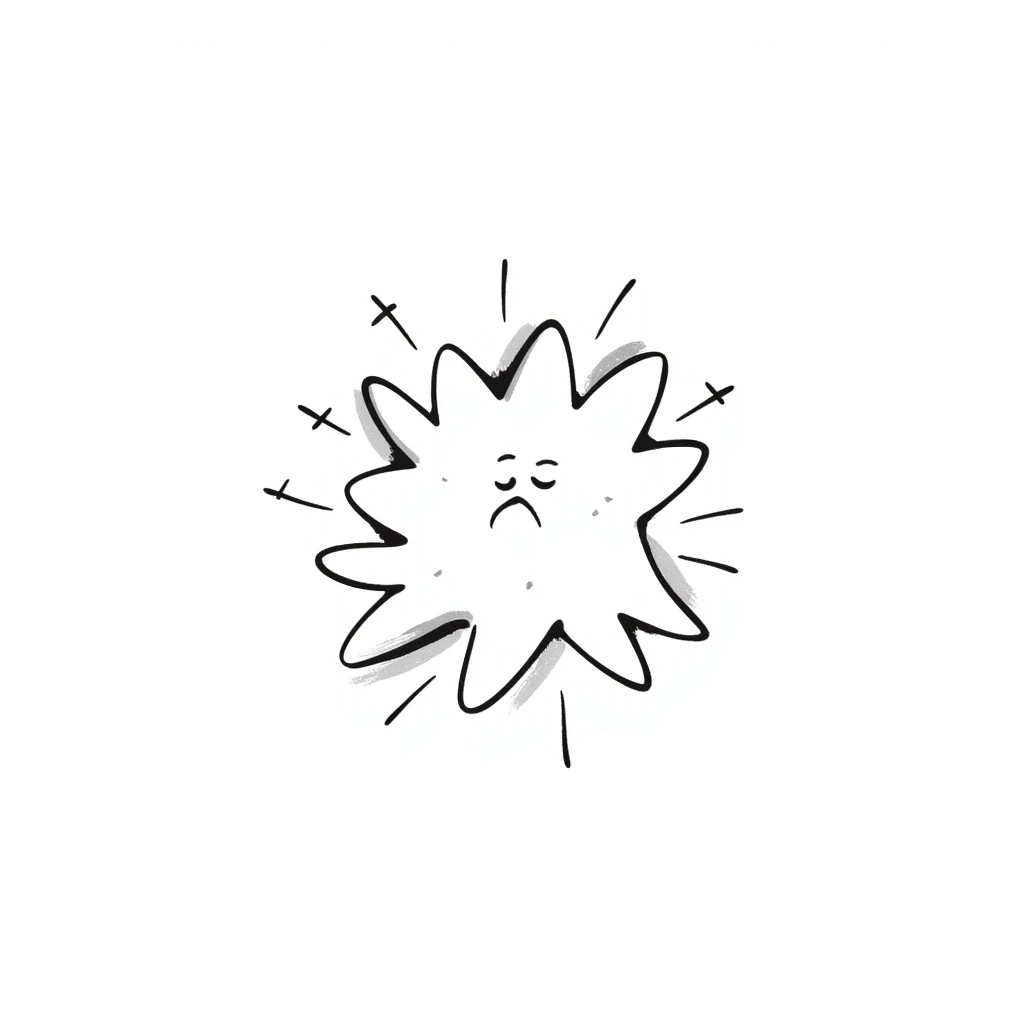 hand-drawn doodle of sparkles with black lines, simple style emoji