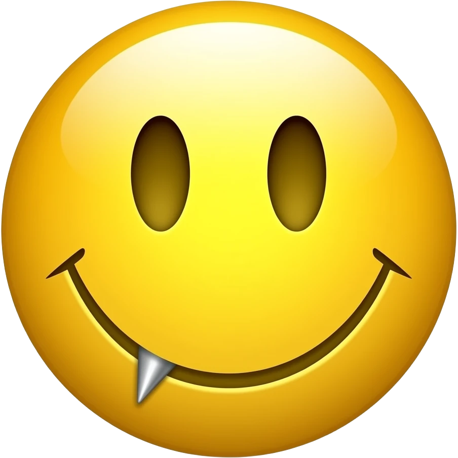 Yellow smiley with pierced nipples emoji