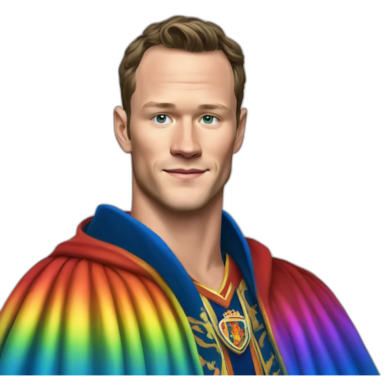 Jonathan Toews as a rainbow king with a royal robe on emoji