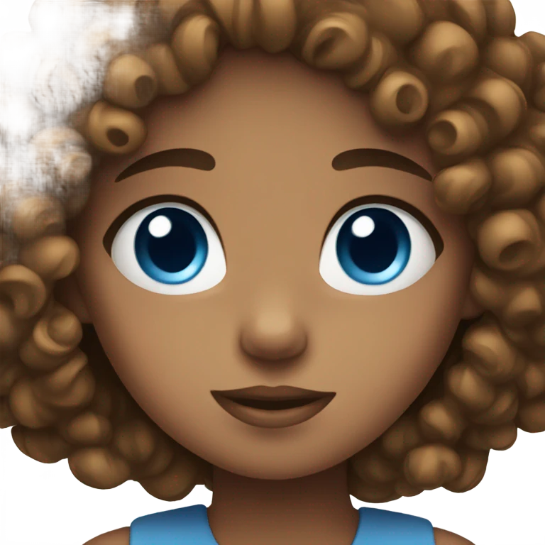 Pretty girl with blue eyes and curly brown hair emoji