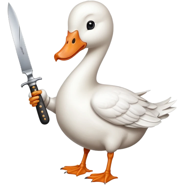 Duck holding knife but make it a white goose emoji