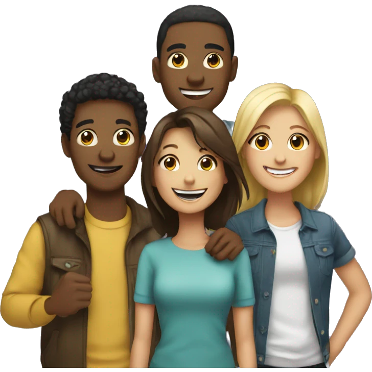 Happy Group Of Friends Together Emoji AI Emoji Generator