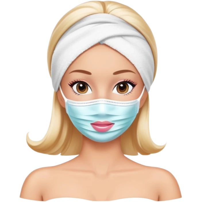 Barbie with face mask spa beauty full face relaxing emoji