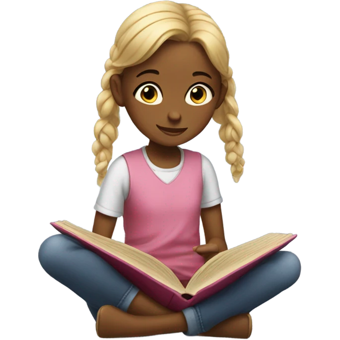 A twin girl reading a book emoji