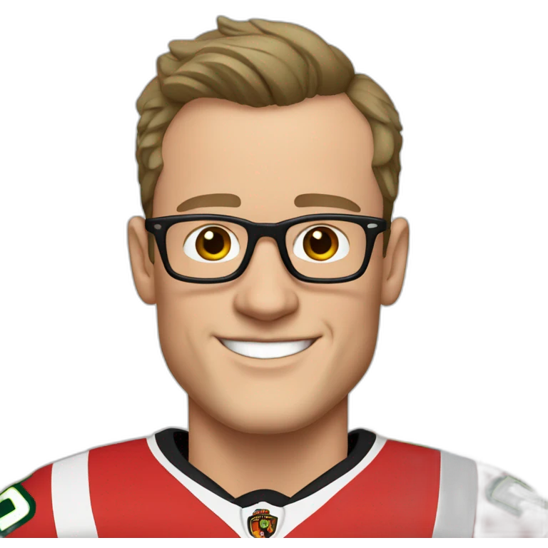 Jonathan Toews wearing glasses and rainbow clothes emoji