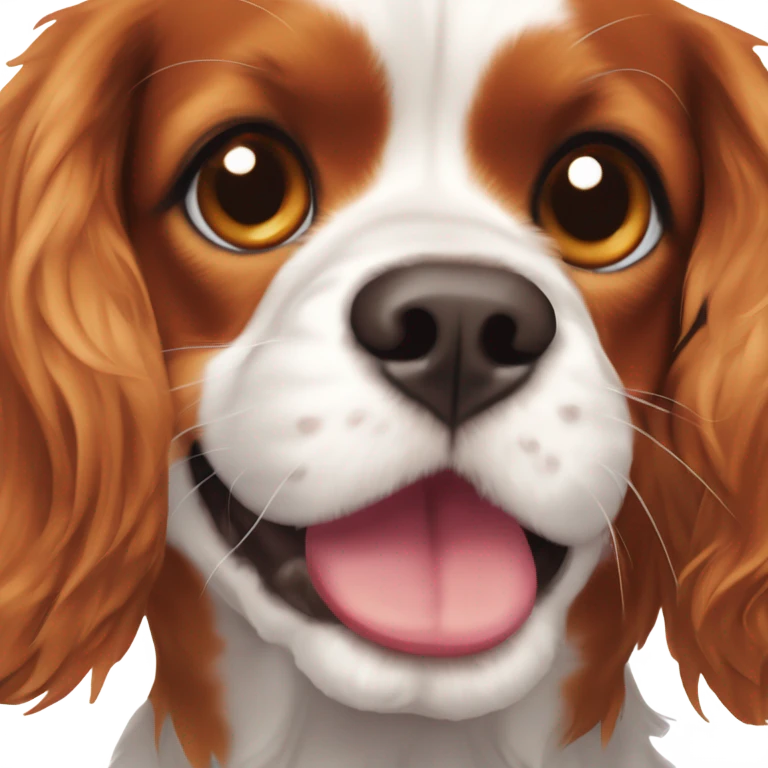 a cavalier king charles spaniel with a push in nose and short ears smiling emoji
