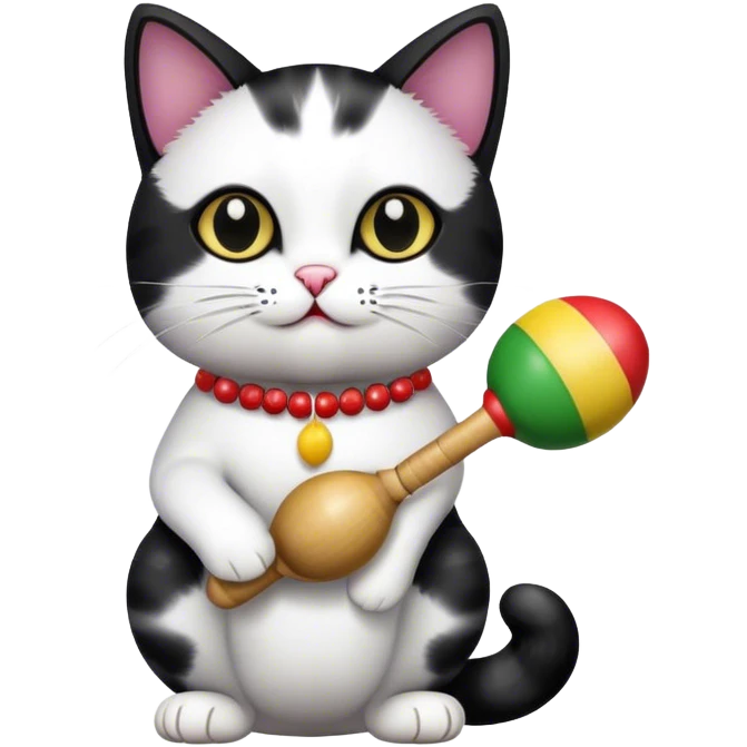 Black and white cat with maracas  emoji