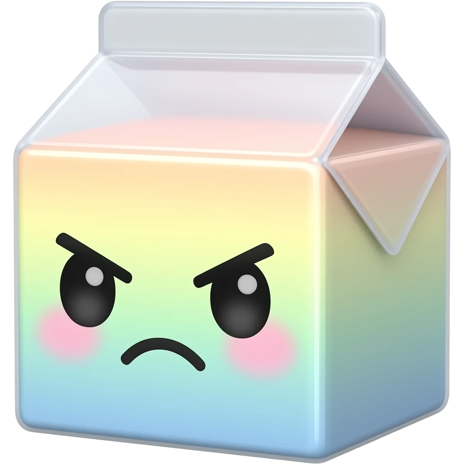 Kawaii juice box with angry face emoji