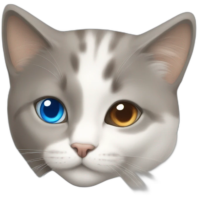 light gray, blue eyed cat cuddles brown highlighted colored girl emoji
