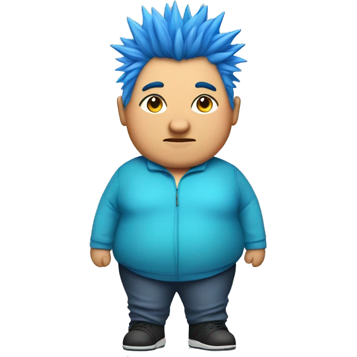 Older fat lesbian Chilean very short spiky bright blue hair emoji
