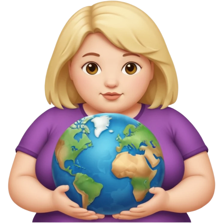Fat girl holding the world emoji