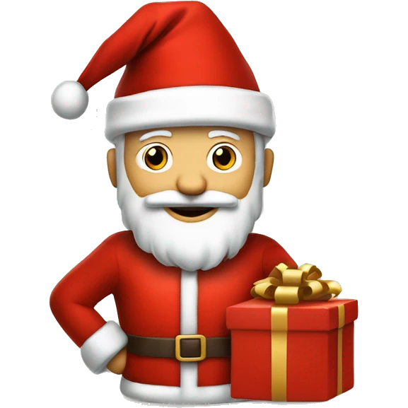 père Noël avec cadeau est costume rouge  emoji