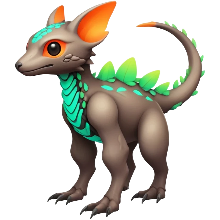futuristic lush warm-colored neon-colored Fakémon-Trico-creature (full body) emoji