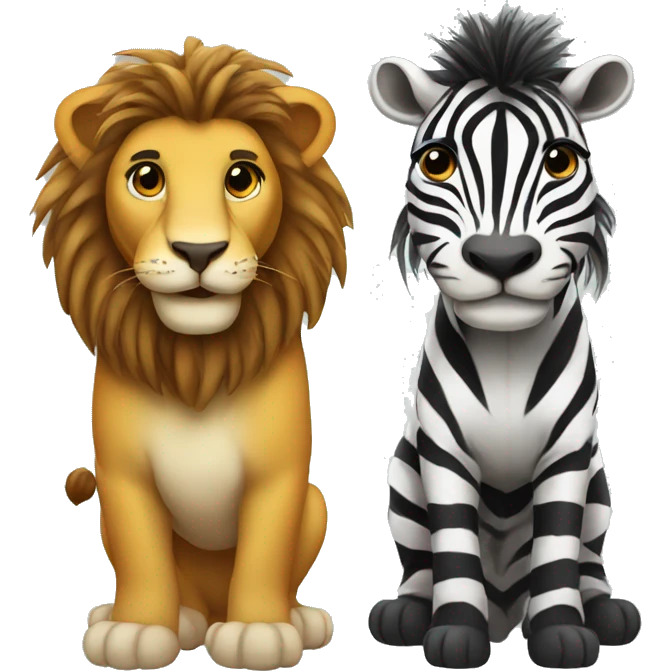 lion and zebra friends emoji