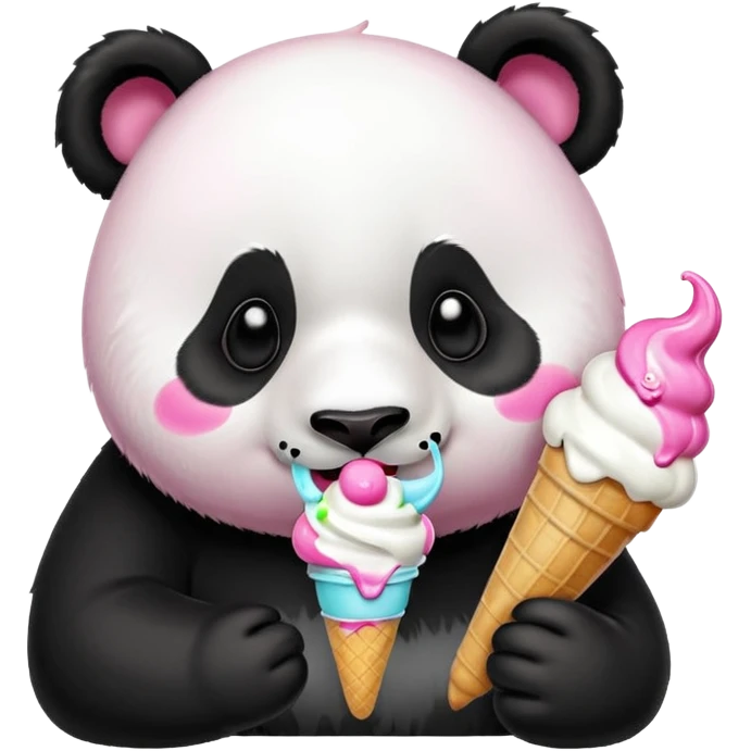Panda eating ice cream emoji