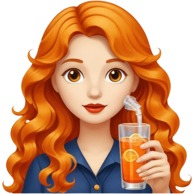 Ragazza con capelli lunghi mossi che beve spritz  emoji