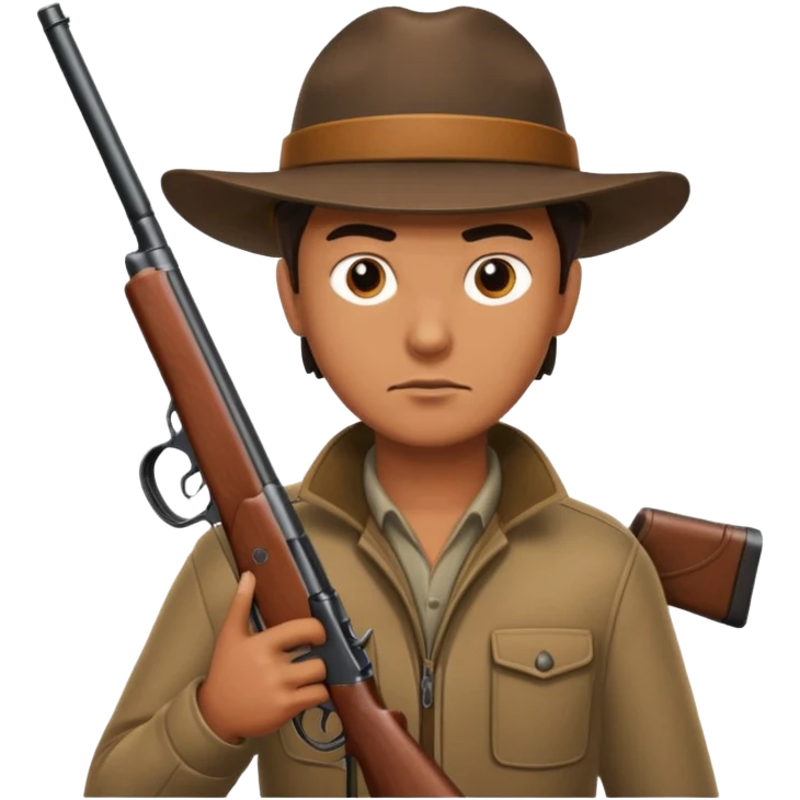 male hunter holding a gun, simple, clear expression emoji