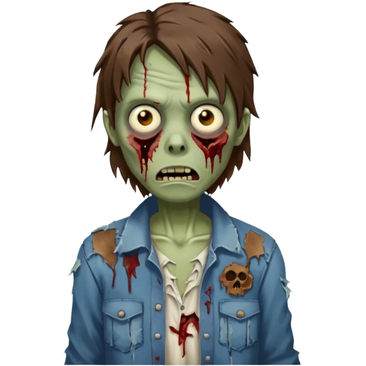 Zombie with lil bit curly medium brown hairi emoji