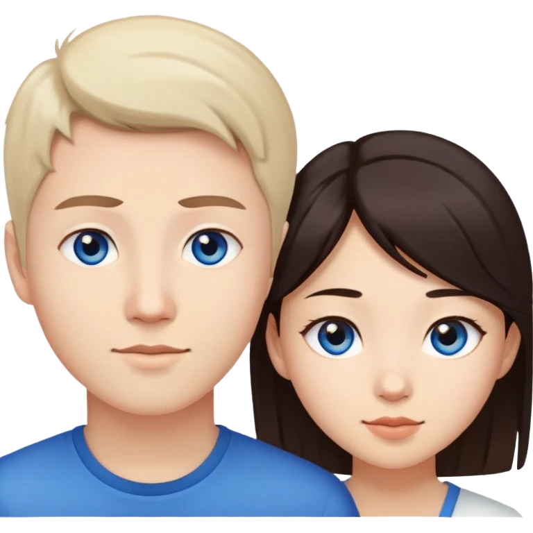 Asian girl with brown eyes and white boy with blue eyes couple emoji