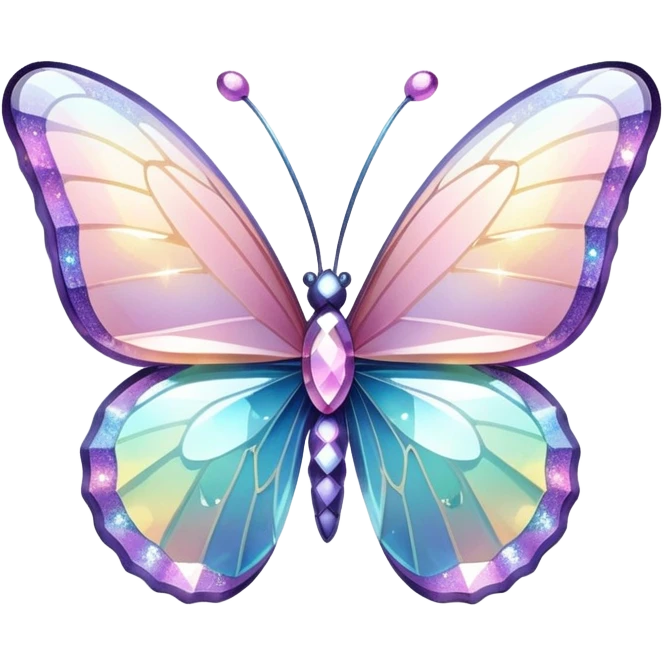 Pastel sparkly iridescent glass crystal butterfly glitter glass  emoji