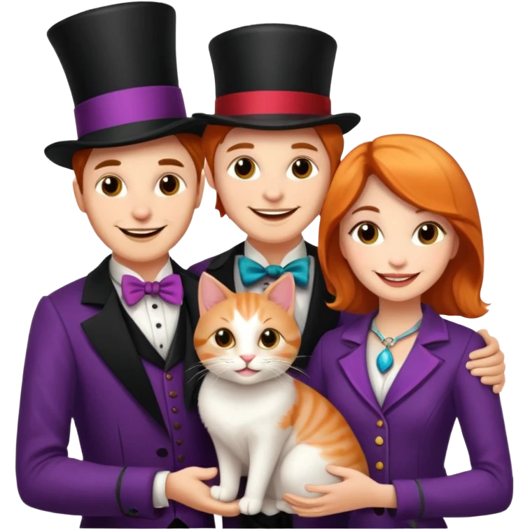 magician couple and their pet cat emoji