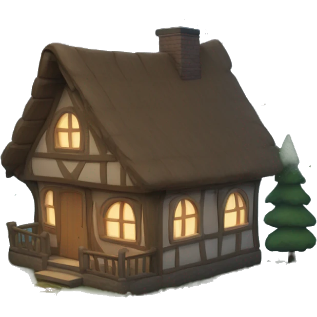 Cottage in the forest with stars in the sky  emoji