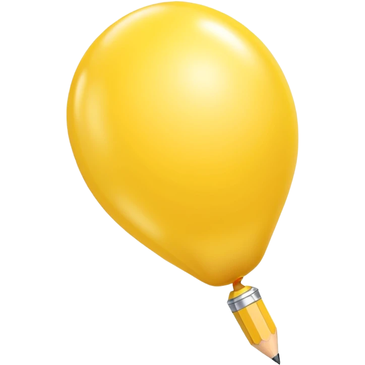Yellow pencil, balloon style, shiny, inflated look emoji