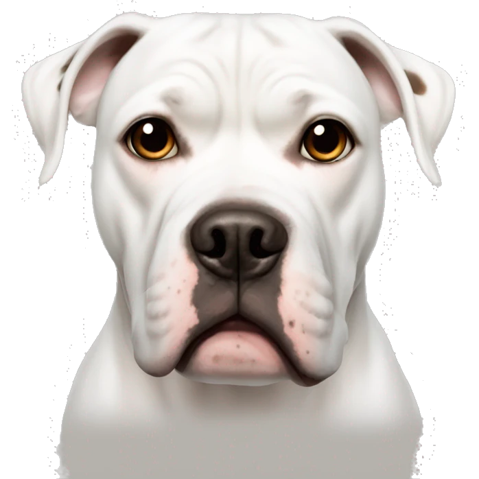 White American bulldog with brown spot left eye emoji